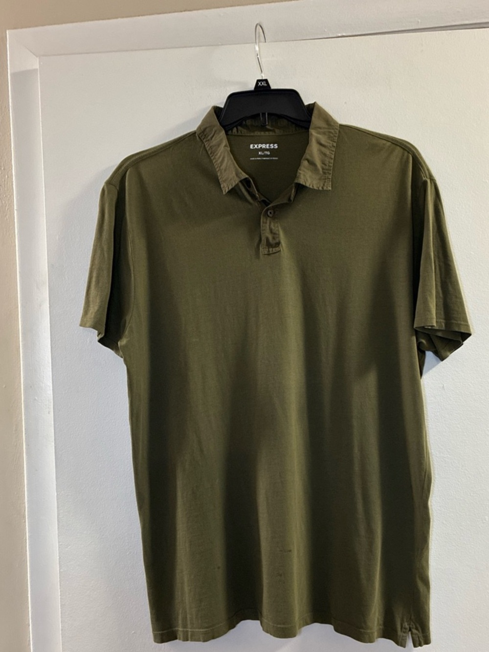 Express Men’s Olive Polo Shirt - Solid Olive Green